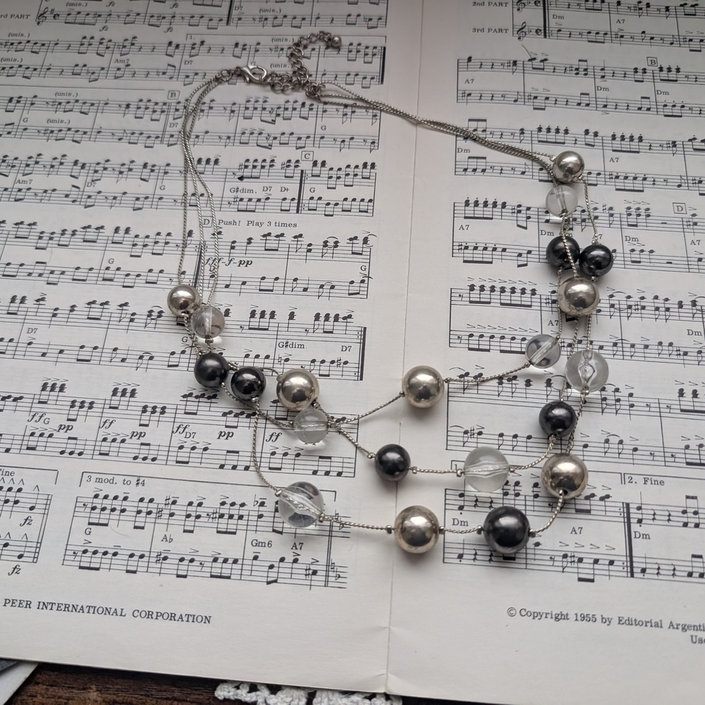 Elegant Silver and Black Beaded Necklace